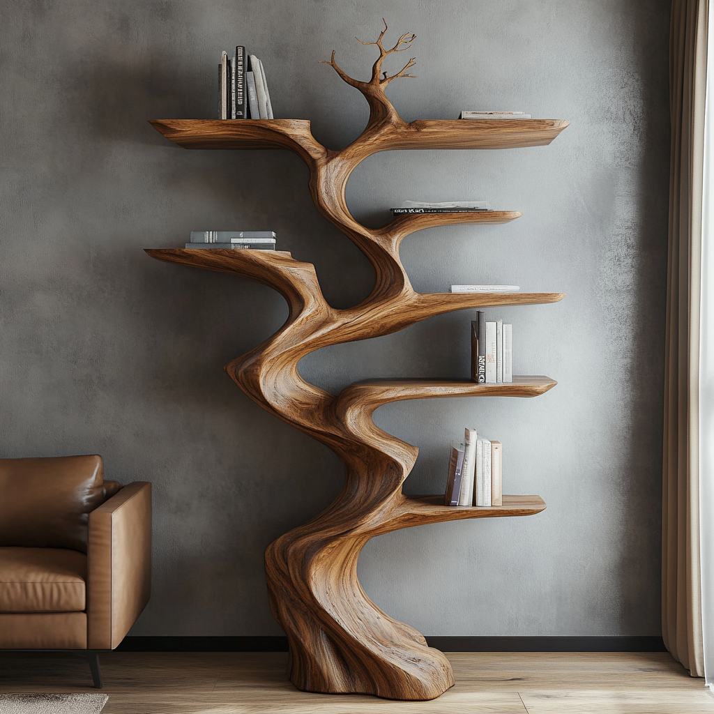 wooden tree bookshelf 4