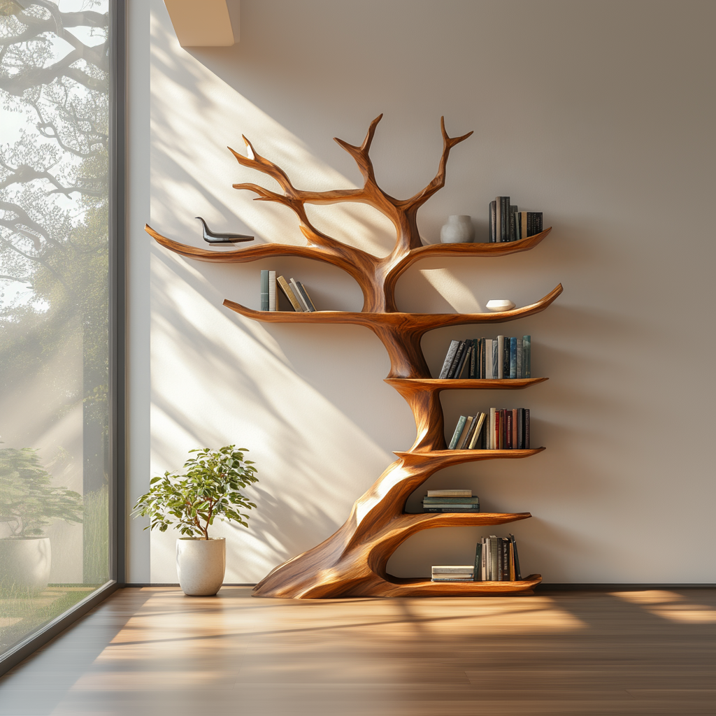wooden tree bookshelf 2