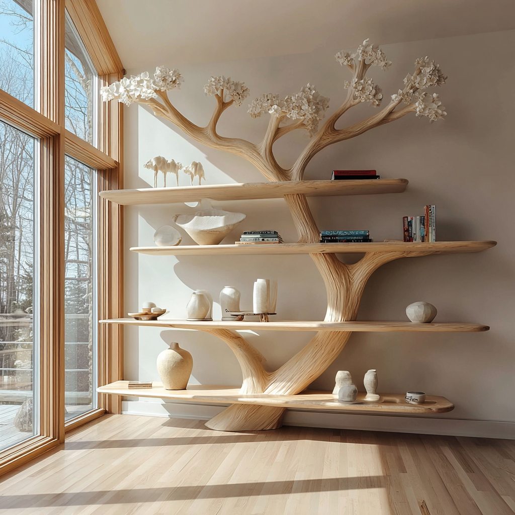 wooden tree bookshelf 4